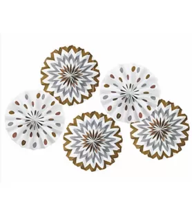 Mixed Metallic Polka Dot Chevron Printed Paper Fan Decorations (5ct)