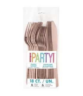 Rose Gold Plastic Cutlery/ Utensils (18ct)