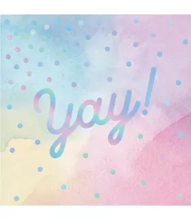 Iridescent Watercolor 'Yay!' Small Napkins (16ct)