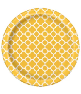 Sunflower Yellow Quatrefoil Small Paper Plates (8ct)