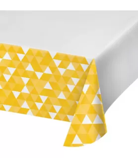 Yellow Fractal Plastic Table Cover (1ct)