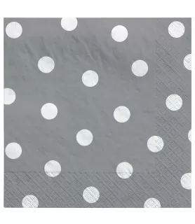 Silver Polka Dot Lunch Napkins (16ct)