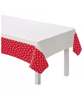 Apple Red Polka Dots Plastic Tablecover (1ct)