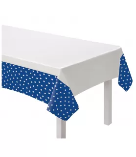 Bright Royal Blue Polka Dots Plastic Tablecover (1ct)