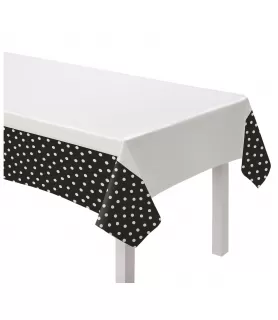 Jet Black Polka Dot Plastic Tablecover (1ct)
