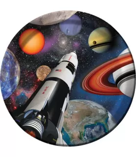 Happy Birthday 'Space Blast' Large Paper Plates (8ct)
