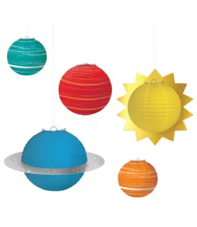 Happy Birthday 'Blast Off' Deluxe Paper Lanterns (5pc)