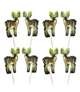 Hunting and Fishing Buck 2-Sided Cupcake Picks (24ct)