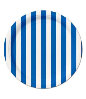 Blue and White Stripes Small Paper Plates (8ct)