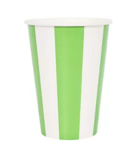 Green and White Stripes 12oz Paper Cups (6ct)