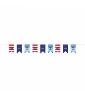 Summer 'Nautical Anchors Aweigh' Canvas Flag Banner (9ft)