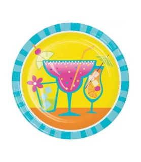 Adult Birthday 'Cocktail Fun Stripes' Small Paper Plates (8ct)