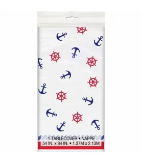 Summer 'Nautical Anchors' Plastic Table Cover (1ct)