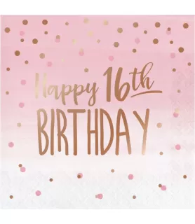 Sweet 16 'Rose All Day' Large Foil Napkins (16ct)