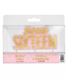 Sweet 16 'Blush' Glitter Cake Candle (1ct)