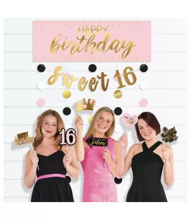 Sweet 16 'Blush' Deluxe Photo Booth Kit (14pc)