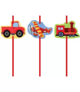 Happy Birthday 'On The Go' Plastic Flexible Straws w/ Attachments (6ct)