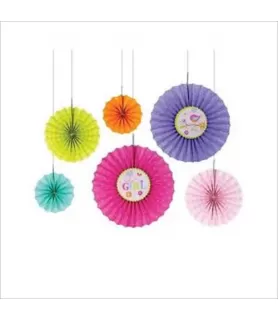 Tweet Baby Girl Paper Fan Decorations (6ct)