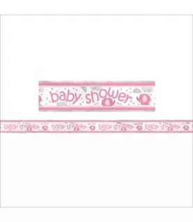 Umbrella Elephant Girl Baby Shower Foil Banner (12ft)