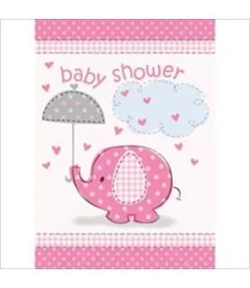 Umbrella Elephant Girl Baby Shower Invitations w/ Envelopes (8ct)