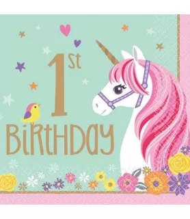 Magical Unicorn 'My First Unicorn' 1st Birthday Lunch Napkins (16ct)