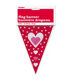 Valentine's Day Hearts Plastic Pennant Banner (1ct)