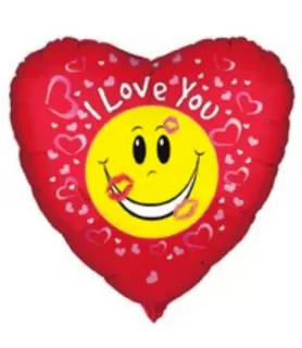 Valentine's Day I Love You Smiley Face Kisses Foil Mylar Balloon (1ct)