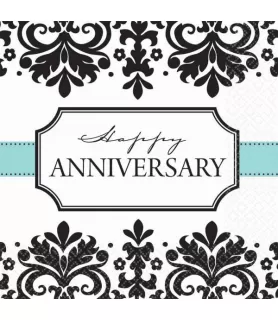 Wedding and Bridal 'Always and Forever' Anniversary Damask Lunch Napkins (16ct)