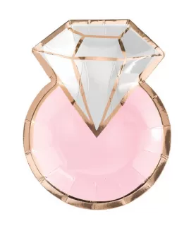 Wedding and Bridal 'Blush' Small Metallic Diamond Ring Shaped Plates (8ct)