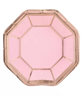 Wedding and Bridal 'Blush' Large Metallic Octagonal Plates (8ct)