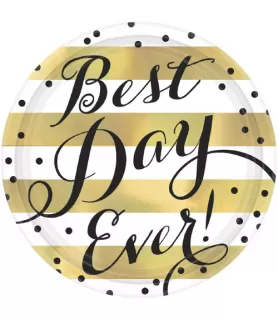 Wedding and Bridal 'Best Day Ever' Extra Large Paper Plates (8ct)