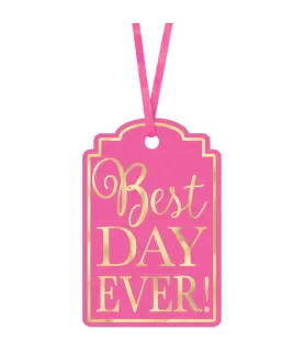 Wedding and Bridal 'Best Day Ever' Bright Pink Tags (25ct)