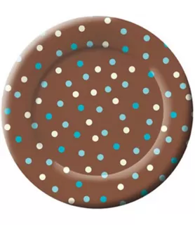Wedding 'Aqua Polka Dots' Small Paper Plates (8ct)