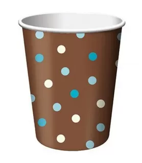 Wedding 'Aqua Polka Dots' 9oz Paper Cups (8ct)