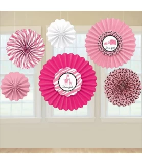 Sweet Safari Girl Paper Hanging Fan Decorations (6ct)
