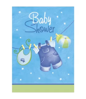 Baby Shower 'Clothesline Blue' Invitations w/ Envelopes (8ct)