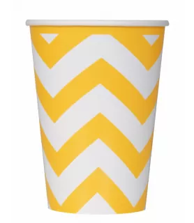 Yellow Chevron 12oz Paper Cups (6ct)