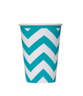Teal Chevron 12oz Paper Cups (6ct)