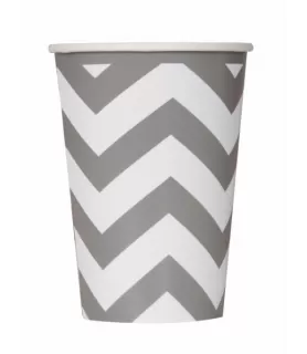 Silver Chevron 12oz Paper Cups (6ct)