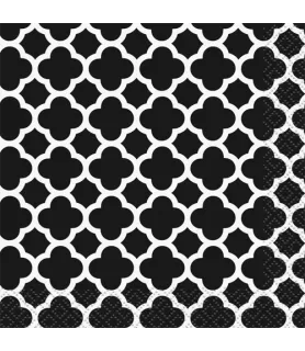 Black Quatrefoil Lunch Napkins (16ct)