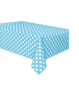 Powder Blue Polka Dots Plastic Table Cover (1ct)