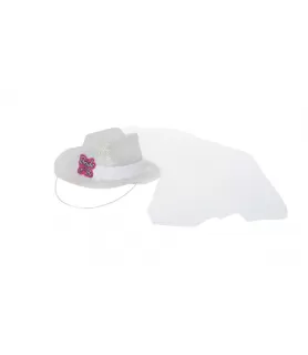 Bachelorette Party 'Bride to Be' Mini White Glitter Cowboy Hat w/ Veil (1ct)