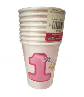 1st Birthday 'Fun at One' Girl 9oz Paper Cups (8ct)