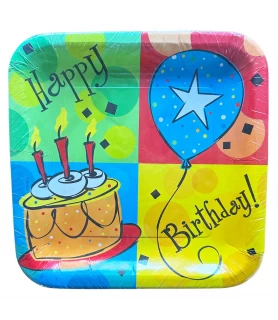 Happy Birthday 'Celebration' Large Paper Plates (8ct)