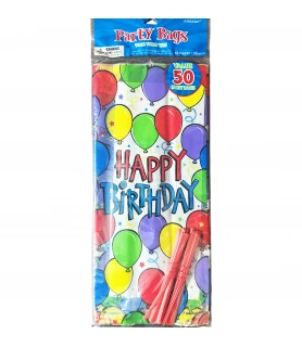 Happy Birthday Plastic Favor Bags (50ct)