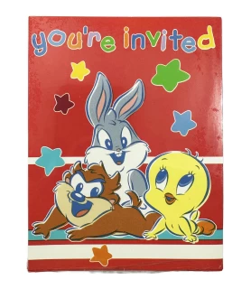 Baby Looney Tunes Vintage 'Alphabet Fun' Invitations with Envelopes (8ct)
