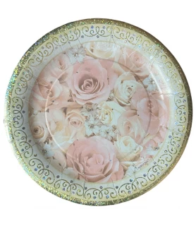 Dazzling Bouquet 'Bridal Shower' Large Paper Plates (8ct)