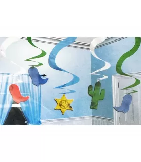 Western Foil Hanging Swirl Decorations (5pc)