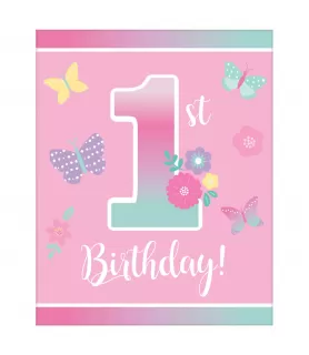 Butterfly Garden 1st Birthday Invitation Postcards W/ Envelopes (8ct)