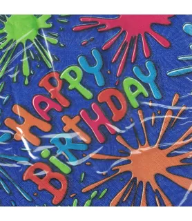 Blue 'Birthday Splat' Lunch Napkins (16ct)